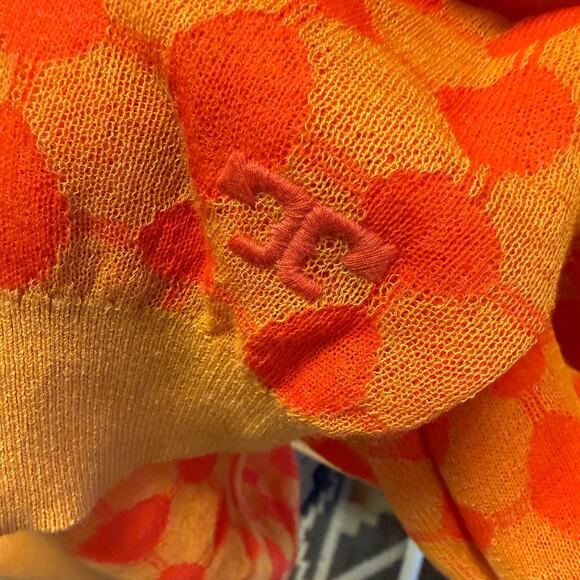 Tory Burch Knit Mock-Neck Sweater Bright Orange Poppy Size Small NWT Mod Retro - Picture 3 of 8